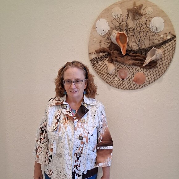 JUSTB Lightweight Abstract Print Button-Down Shirt Jacket Multi-Color Size Large - Picture 2 of 12